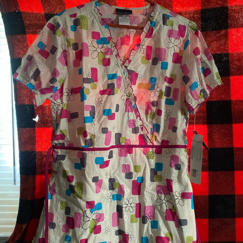 Cherokee Multicolor Floral Scrub Top